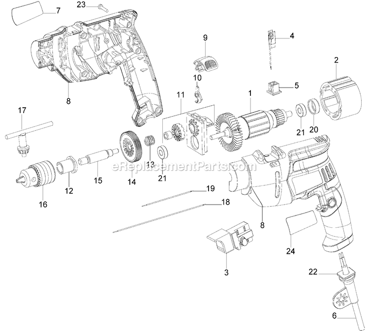 Black and Decker KR505-B2C (Type 1) Drill Power Tool Page A Diagram
